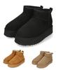 Oriental Traffic Fashion Boots, Short Sheepskin Boots with Thick Soles and Fur, Warm and Lightweight, Black, Size 24.0-24.5 Cm