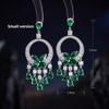 High-end Micro-inlaid Zircon Green Butterfly Fringed Heavy Industry Earrings French Light Luxury Dress Accessories