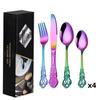 Royal Court 24-Piece Stainless Steel Cutlery Set - Embossed Hollow Steak Knives, Forks, and Spoons