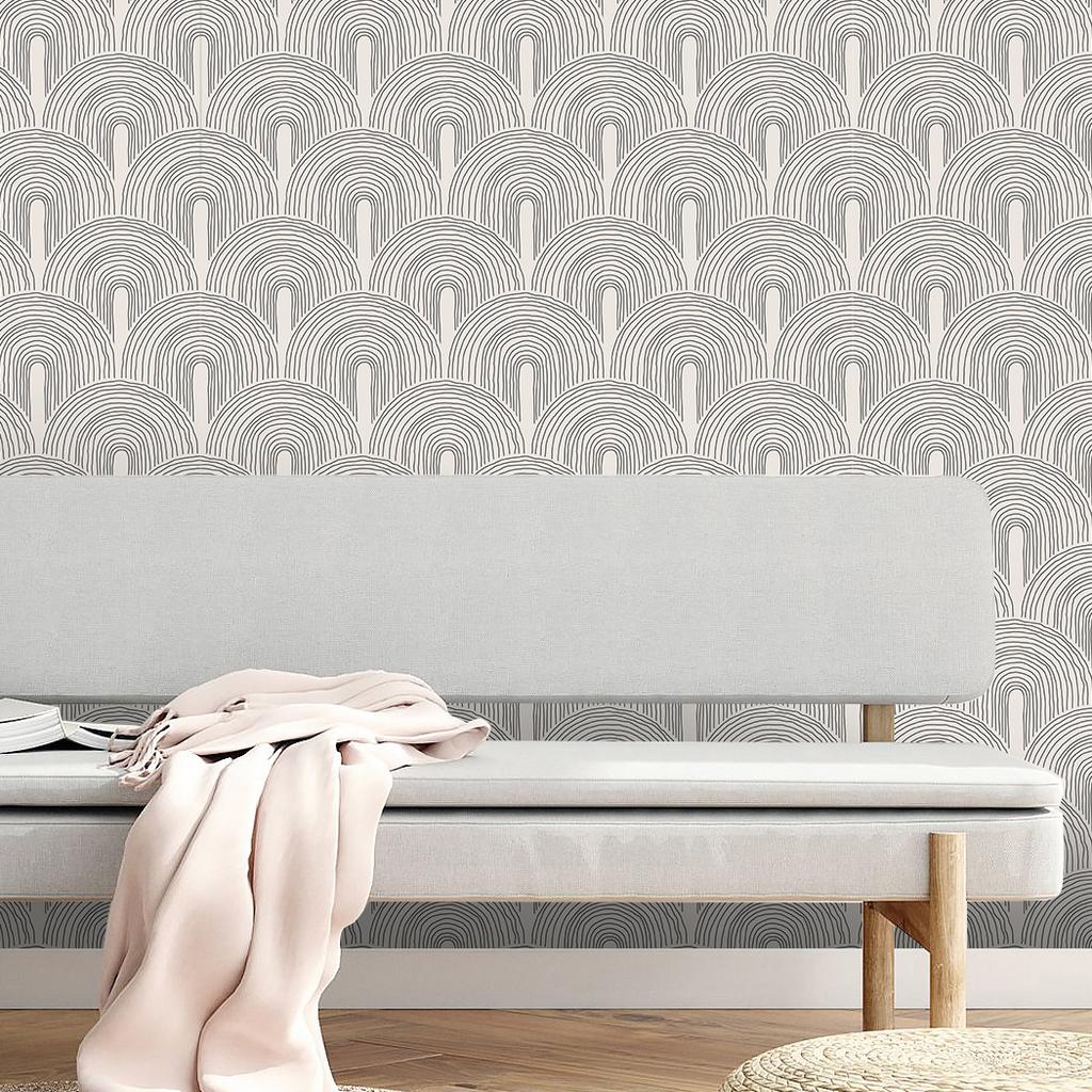 Black Grey Peel and Stick Wallpaper Geometric Arch Self Adhesive Wallpaper Removable Contact Paper for Bedroom Living Room