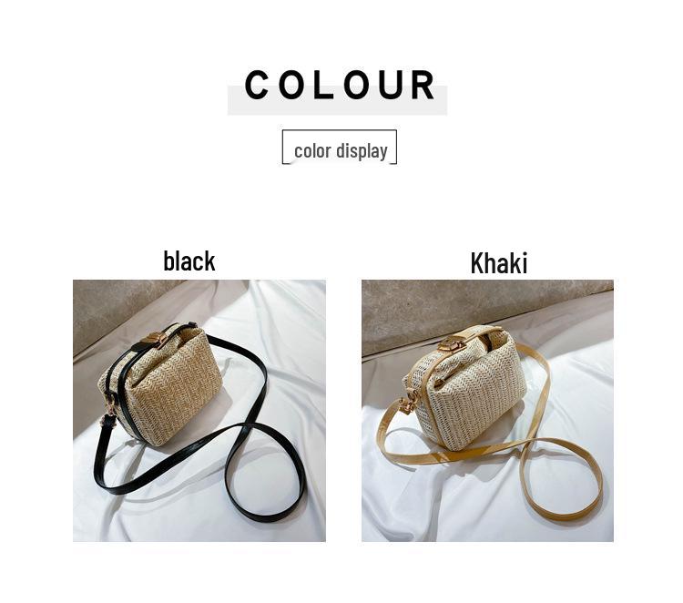 2024 Spring Retro Mori Girl Straw Woven Crossbody Handbag