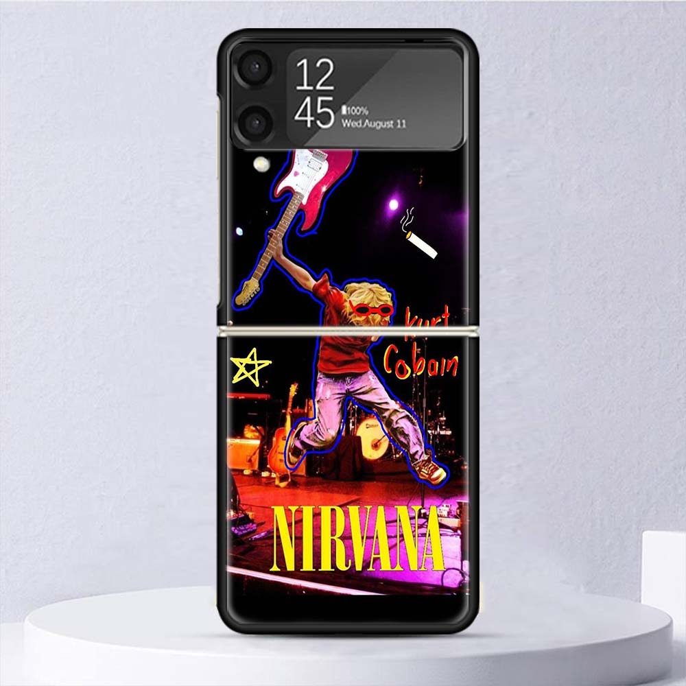 Retro Singer Kurt Cobain Shockproof Case For Samsung Galaxy Z Flip 7 6 5 4 3 5G Phone Cover Z Flip3 Flip4 Flip5 Flip6 Flip7 Shel
