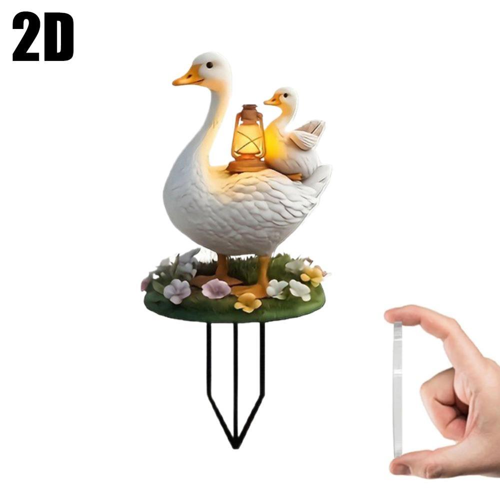 Acrylic Duck Yard Sign Lantern Pattern Ground Stake New Goose Garden Stake Animal Yard Decor