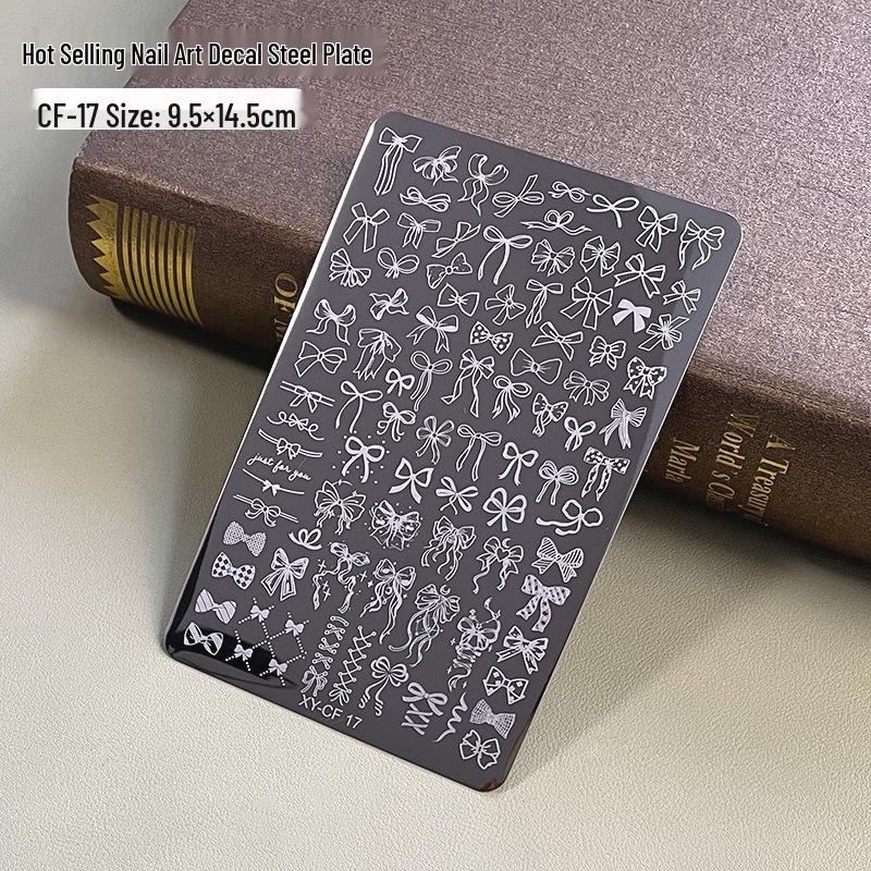 Płytka do stemplowania zdobień paznokci z motywem Krzyża, Motyla i Róży ze Silikonowym Stempelkiem
