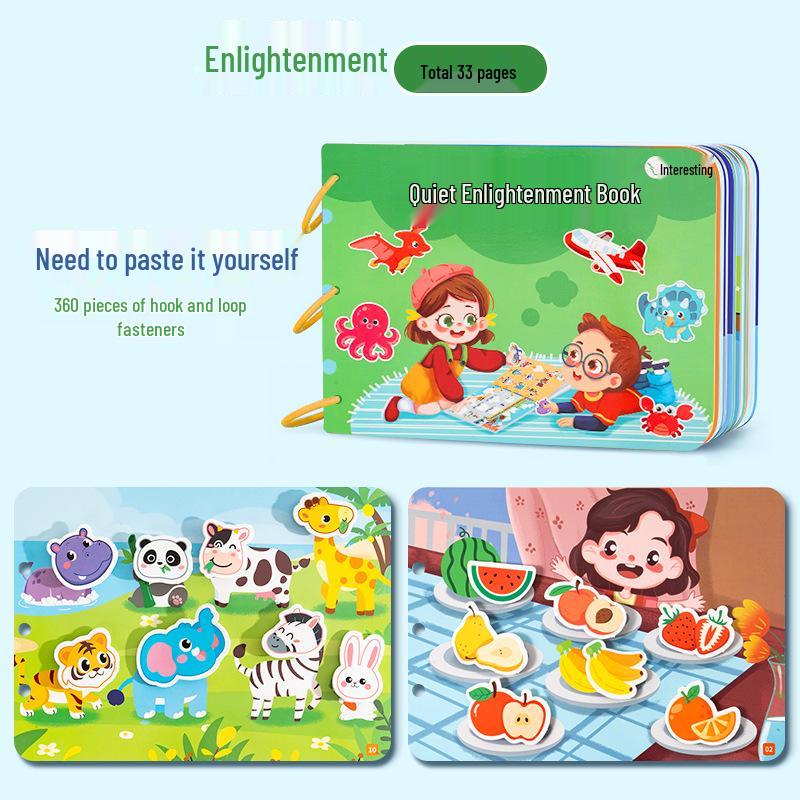 Livre pour bébé en tissu déchiré à la main avec Velcro pour l'éducation précoce: Jouet sûr pour les enfants de 0 à 1 an