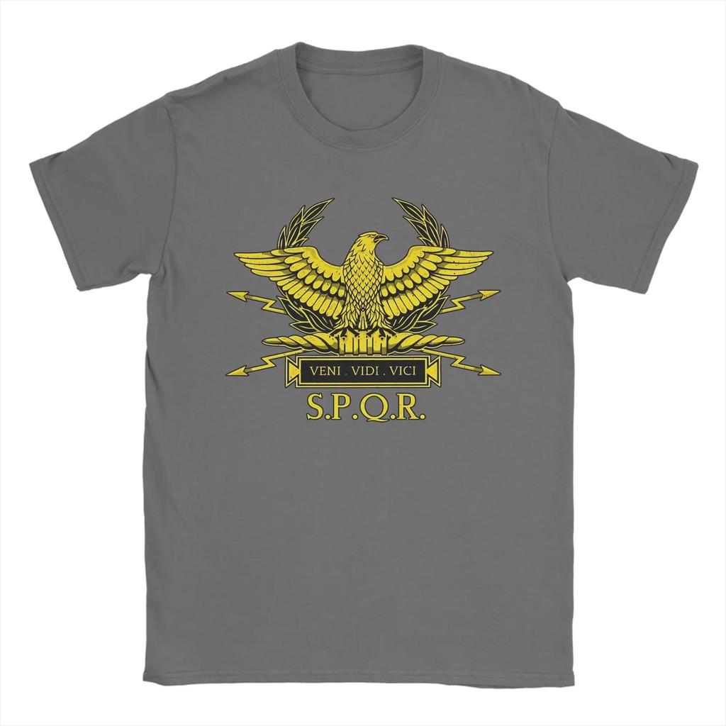 Roman Standard Rome SPQR Roman Empire Gold Men's T Shirt Vintage Tee Shirt Short Sleeve T-Shirts Cotton Big Size Clothing