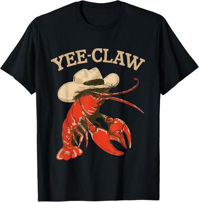 Yeeclaw Western Cowboy Kreeft Koken Zomer Zeevruchten Kreeft T-shirt Unisex T-shirt