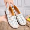 Womens Slip-On Flat Loafers Comfortable Cotton Fabric Casual Shoes Non-Slip Rubber Sole
