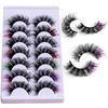 7 Pairs of Colored Hair-fried False Eyelashes with Multi-layer Thick Cross Mink Fur Lashes Mink Individual Lashes Extension Eyelashes Extension Kit