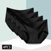 4PCS/Set Women's Ice Silk Seamless Panties Ultra Thin Briefs Breathable Underwear Female High Waist Intimates Lingerie Plus Size