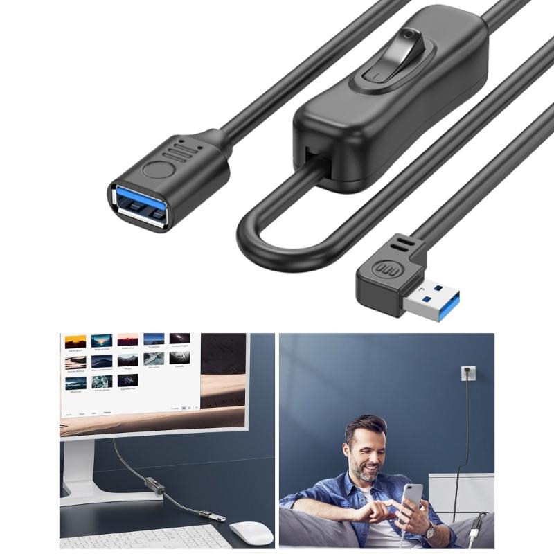 USB Cable Wire with Power On Off Button, Multiple Choice USB3.0 Male to Female 5Gbps Data Transfer Line Extension Cord