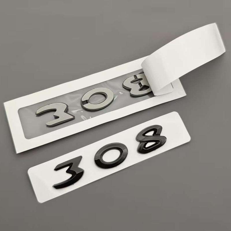 Badge Auto 3D ABS Nuove Lettere 308 Logo Emblema Cromato Nero Adesivo Decalcomania Posteriore Baule Auto Accessori Per Peugeot 308 SW GT Line