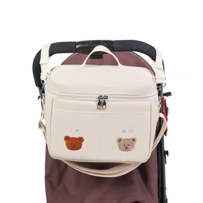Kinderwagen Windeltasche Korea Niedliche Bärenstickerei Blume Mama Tasche Weiche Mutterschaft Schultertasche Tragbarer Baby-Windel-Organizer