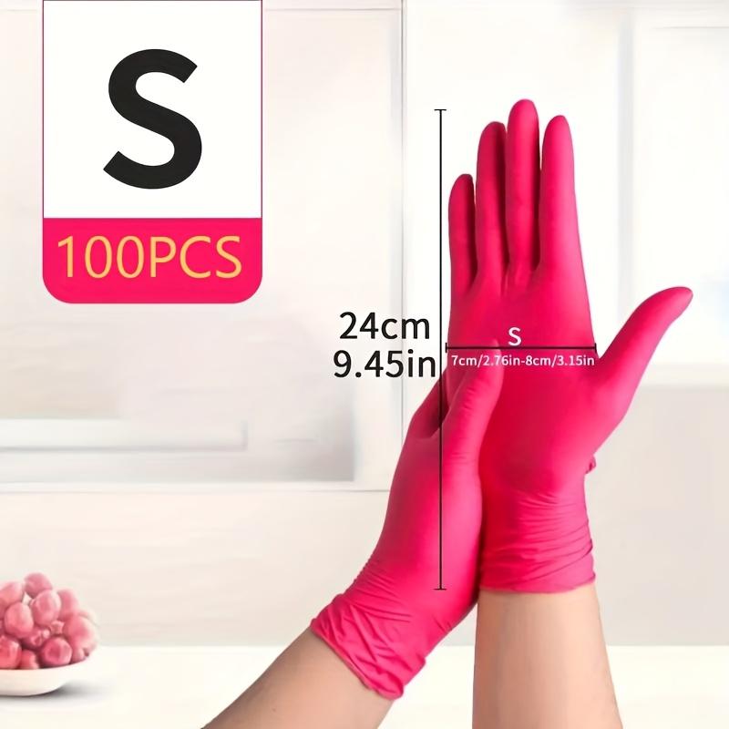 30/50/100pcs Deep Pink Disposable Nitrile Gloves, Latex Free & Dust-free, S/M/L Sizes, for Home Cleaning, Pet Care, Hair Dyeing & Kitchen Use