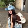 Lightweight Western Cowboy Hat Wide-Brimmed Fisherman Hat Fashion Denim Bucket Hat  Camping