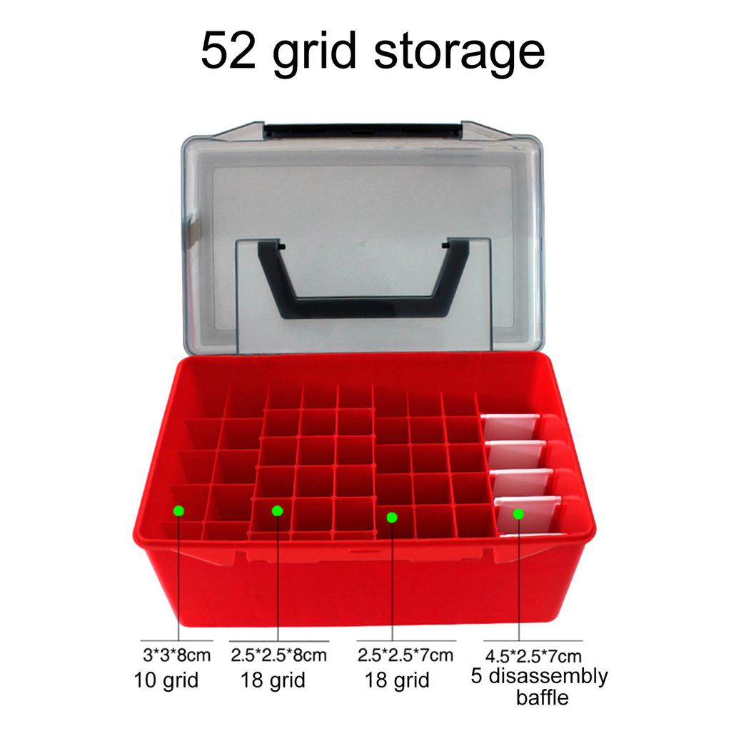 Fishing Box 52 Grid Plastic Tackle Box Lined Box Squid Jig Hard Lures Tool Case Portable Fishing Storage Organizers