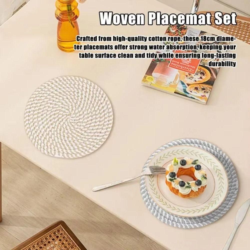 4Pcs Large Table Placemats Set 18-33cm Woven Pot Holders Modern Hot Pads  Home Decor