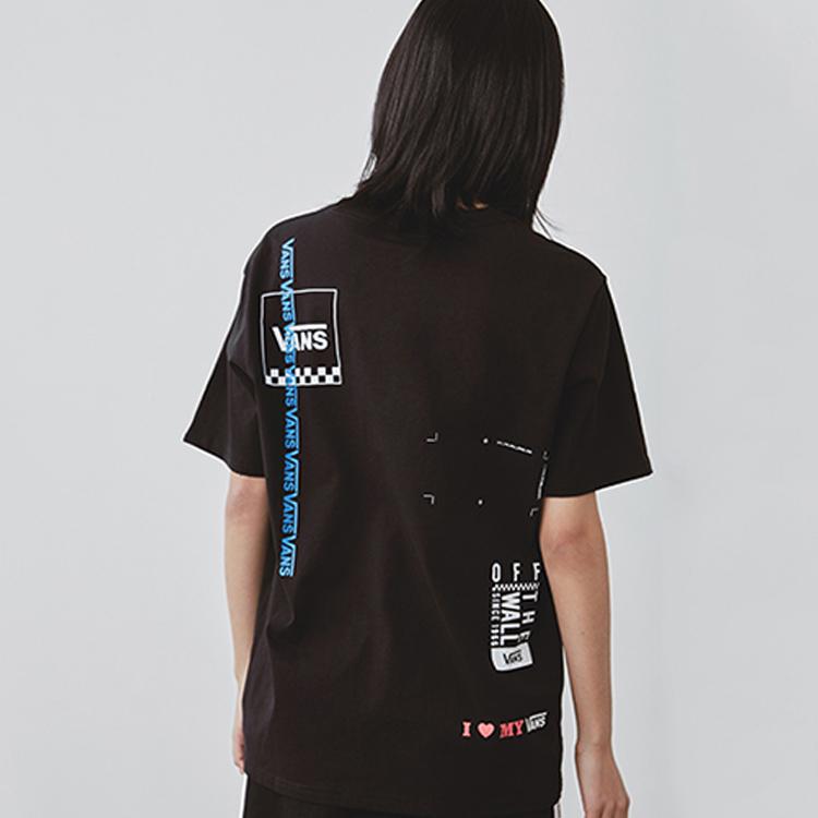 Vans Logo Print Crew Neck Short Sleeve T-Shirt Men Tops Black VN0A4P43BLK