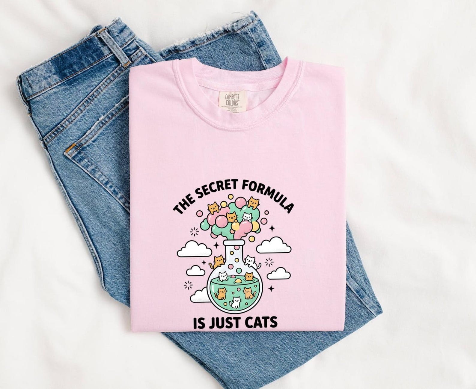 Kitten Beaker Shirt Cat Lab Gift Women Chibi Tee Kitten T-Shirt Cat Fan Lab Tshirt Laboratory Graphic Animation Fizz Tshirt XL