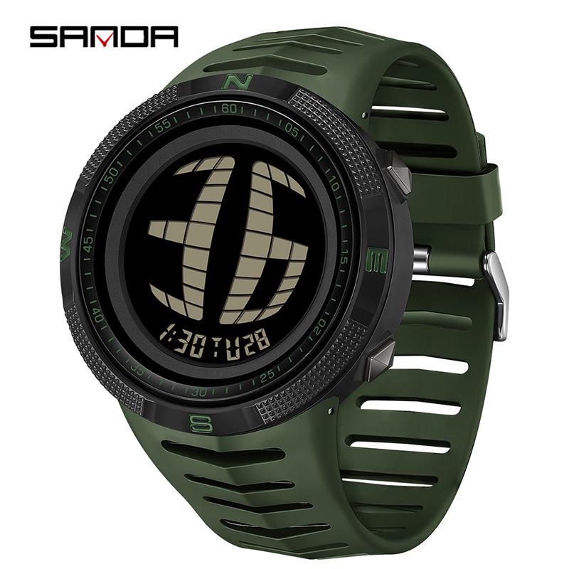 Sanda Teen Sports Watch: Large Dial, Single Display, Waterproof, Luminous, Wrist Light Activation.