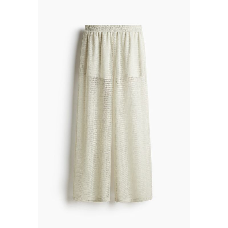 

HM Women clothes Pants 2025 Summer New Mesh Wide Leg Pants 1289923 Light rice Gray 155/64(XS)