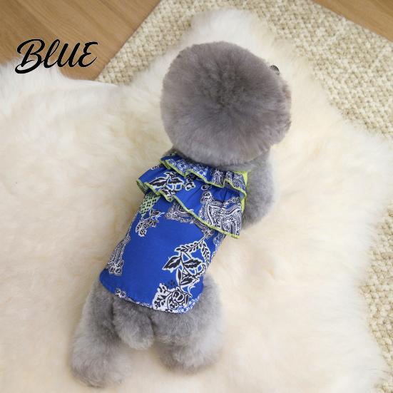 Breathable Dog Clothing Floral T-Shirt Sleeveless Girl Shirt