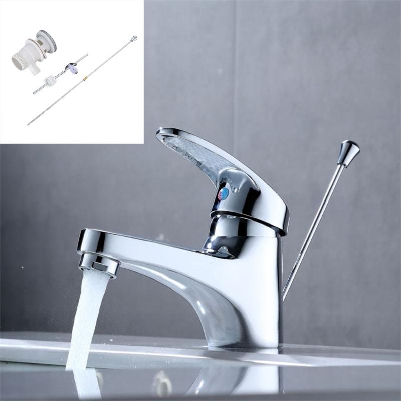 Chrome Finish Basin Waste Plug Elegant Chrome Finish Sink Drain With Overflow and Pull Rod for Commerical Use