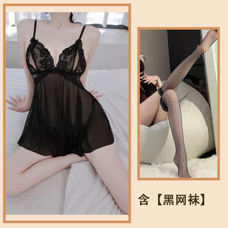 Sexy Lingerie Sexy Lace Seduction Nightdress Large Size Hot Transparent Open Gear Free Pajama Suit Uniform