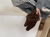 2025 Autumn and Winter New Square Head Thick-soled Outer Wear Half-drag Hairy Lazy Women Warm Trendy Shoes