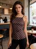 Women's European & American Spicy Girl Polka Dot Camisole with Tummy Coverage and Butterfly Knot Back