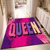 Trendiger Pink-Lila Königin Buchstaben-Druck Teppich Pop Art Schlafzimmer Großer Teppich Weich Rutschfest Waschbar Wohnzimmer Eingang Fußmatten