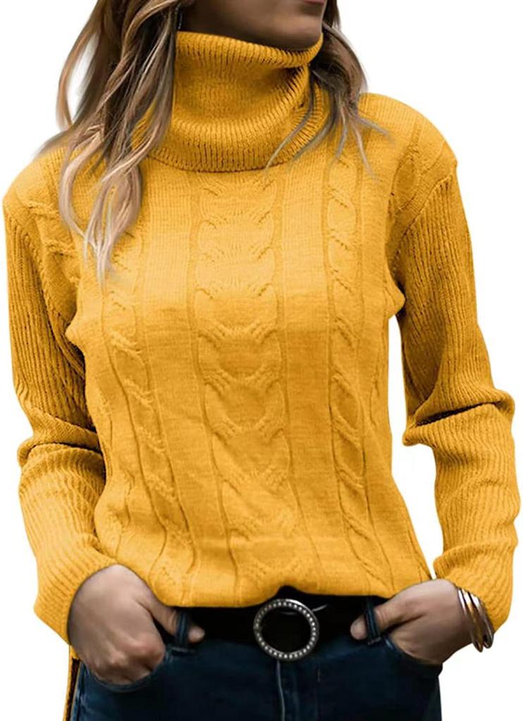 2026 Autumn/Winter Retro High Neck Solid Color Knit Sweater for Women