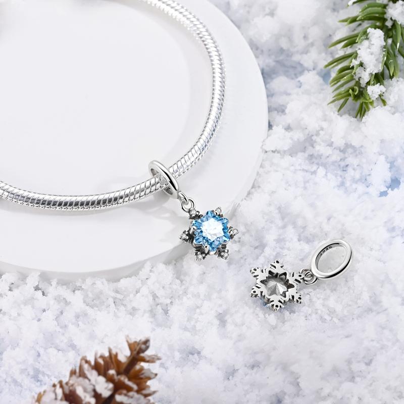 Copper Snowflakes Pendant Charms Jewellery Fit Originalbracelet Necklace For Women Diy Gift