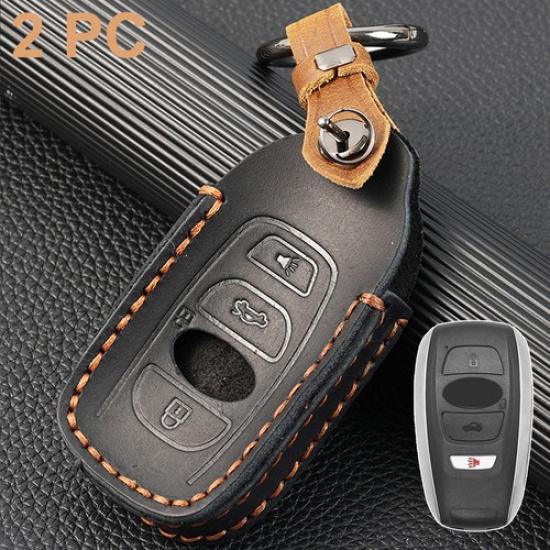

2X Genuine Leather Key Cover Case Protector For Subaru Legacy Outback WRX Ascent