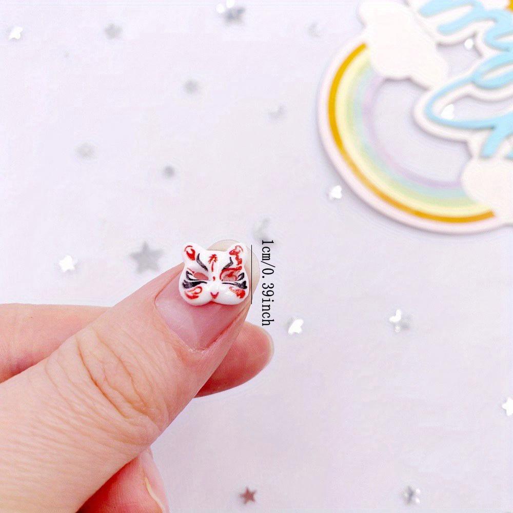 20pcs Resin Mini Colorful Cartoon Fox Mask Flatback Stone Art Nails Appliques DIY Wedding  Jewelry Scrapbook Decor Accessories Crafts