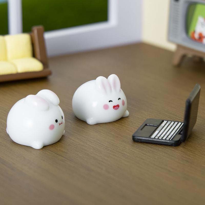 6Pcs Animation Cute Sphere Animal Micro Landscape Desktop Decoration Decorations Plump Bunny Rice Dumpling Diy Accessories