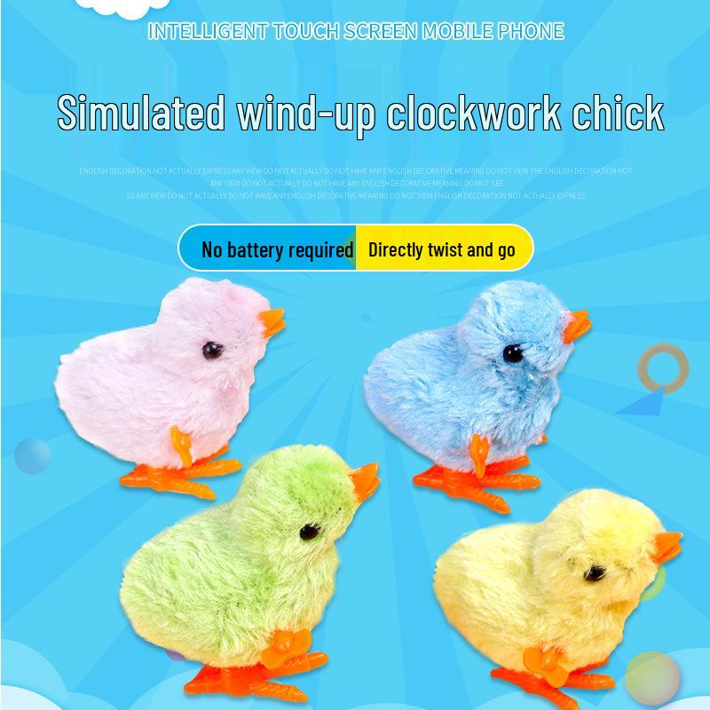 Wind-up Chick Plush Toy - Nostalgic, Spring-loaded Educational Toy for Children 7.3cm x 5.5cm x 4cm