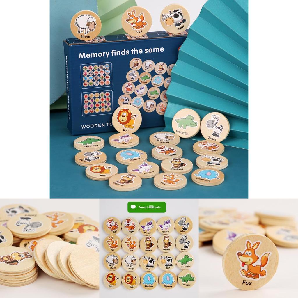 Wooden Educational Matching Puzzle For Children With Forest Animal Fruit Theme For Early Learning