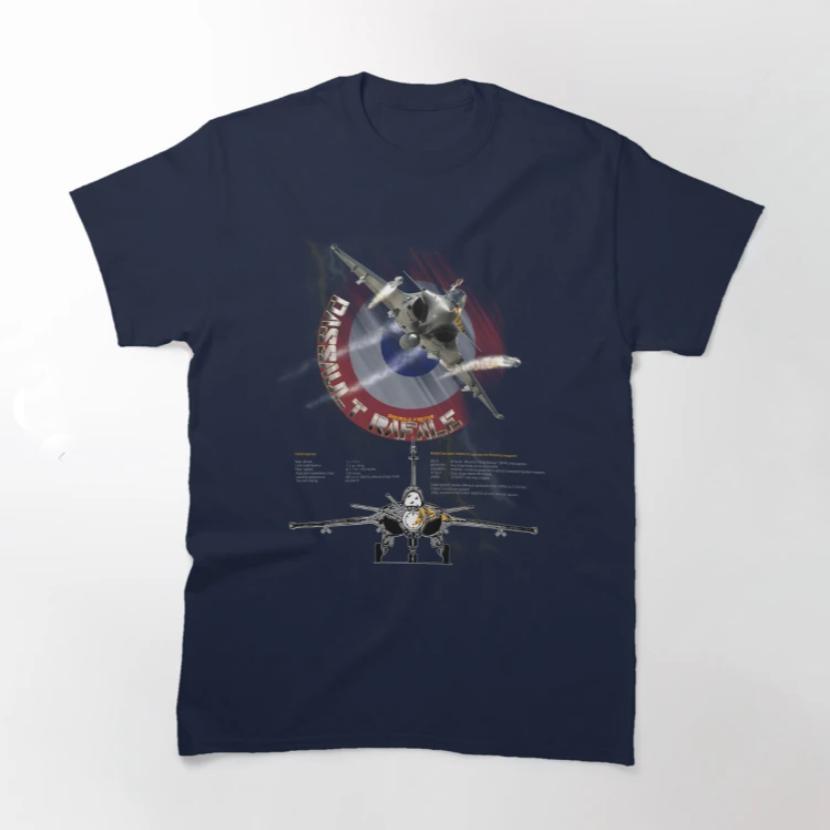 T-shirt Dassault Rafale Caccia Jet Multiruolo Aeronautica Militare Francese 100% Cotone Girocollo Manica Corta Casual Unisex Taglia S3XL