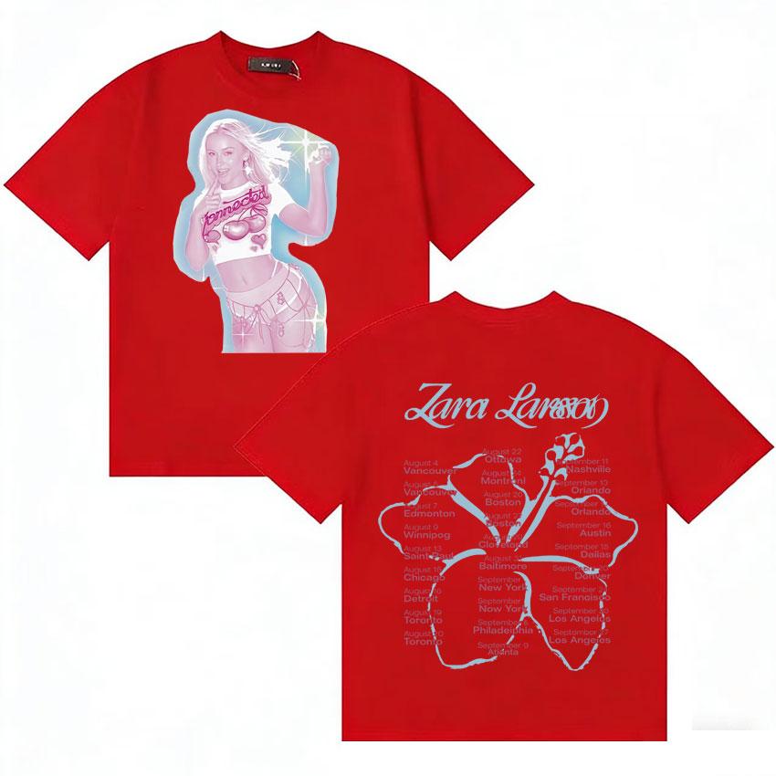 

Fashion Style Singer Zara Larsson 2026 TShirt Summer Oversized Streetwear Loose Tshirt Unisexs Women Casual Round Neck Comfort Tee S