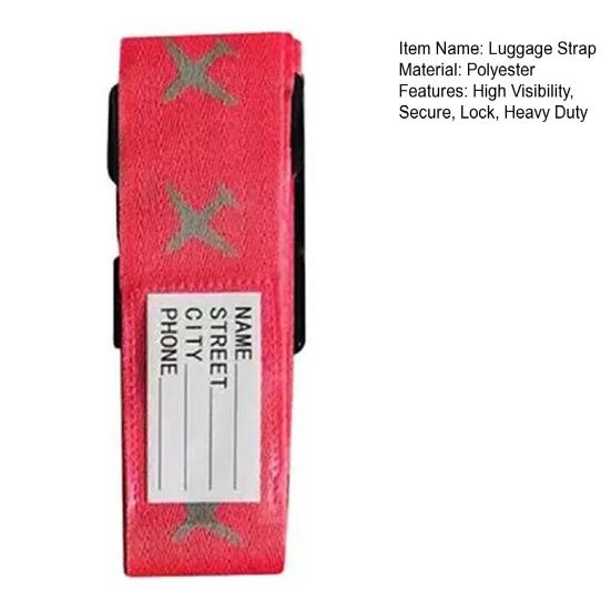 3 Kadranlı Şifreli Bagaj Kayışları Ayarlanabilir Ağır Hizmet Tipi Valiz Kemeri Yüksek Görünürlüklü Seyahat Aksesuarı