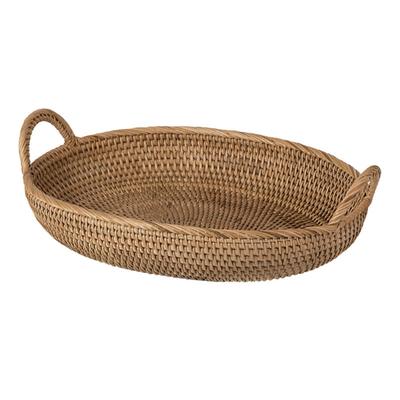 Lirancia Rattan Oval Korg, Brödfat, Tallrik, Korg med Handtag, Perfekt för Kaféer och Izakayas, Söt Förvaring