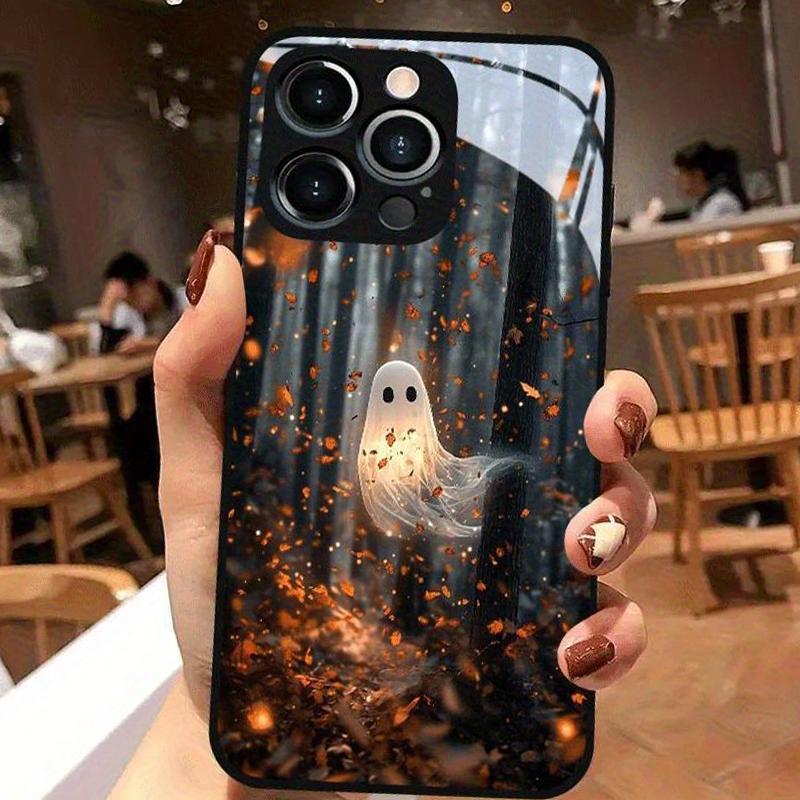Midnight Ghost Pattern Tempered Glass Phone Case For iPhone 11 12 13 14 15 16 17 18 Pro Max 17 Air 7 8 Plus XS X XR Cover