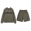 Men’s 3D Silicone 3M Reflective Fleece Hooded Sweatshirt and Shorts Set for Spring and Autumn – Lightweight, Casual Sportswear