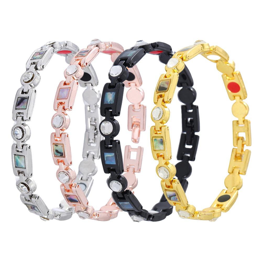 Popular diamond-encrusted shell adjustable jewelry trendy retro magnet environmentally friendly alloy bracelet