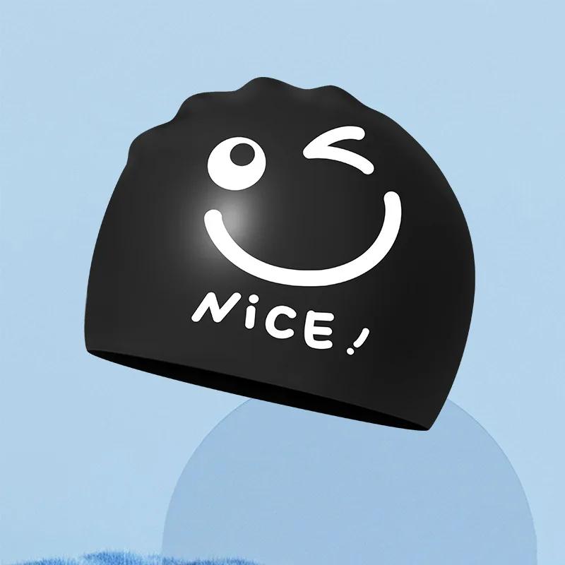 Silikon-Badekappen für Erwachsene für Damen langes Haar wasserdicht Ohrenschutz Badekappe Frau bedruckte Badekappe Schwimmzubehör