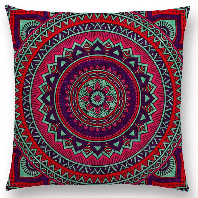 Hippie Mandala Boho Rainbow Floral Pattern Decor Throw Pillow Case Sun Moon Flowers Dream Fantasy Gorgeous Cushion Cover Sofa