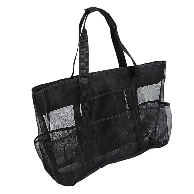 Summer Large Capacity Mesh Beach Bag For Towels 8 Pockets Durable Beach Bag For Toys Waterproof Underwear Pocket Beach Tote Bag