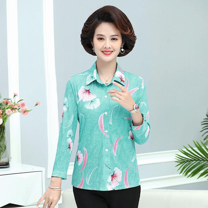 

Chiffon Shirt for Women Long Sleeves Spring and Autumn New Fashionable Print Slim Versatile Slim and Casual Shirts 5XL зелений