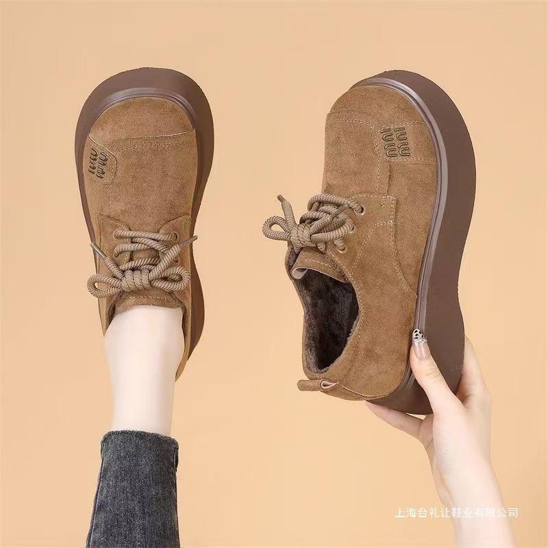 Thick-soled heightening women's winter velvet warm soft-soled lightweight and versatile women's shoes